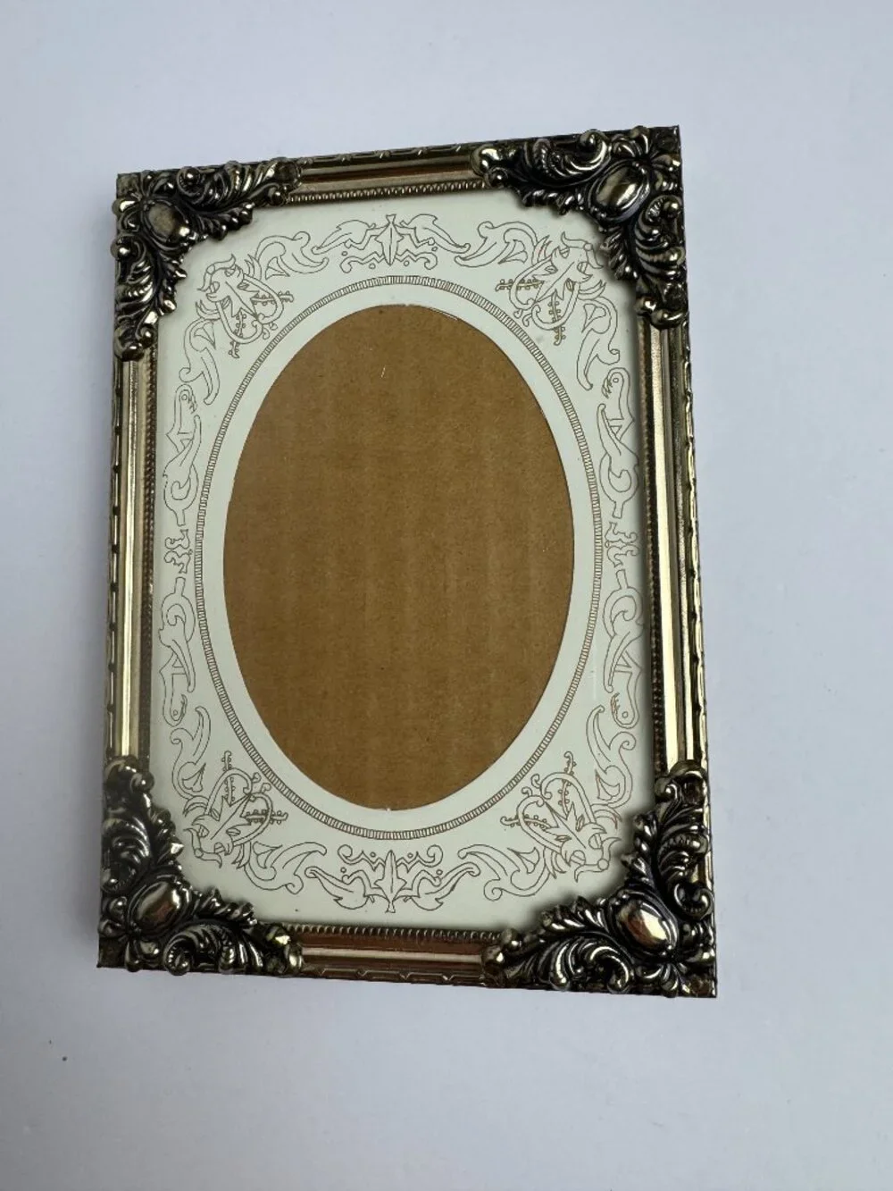 Vintage Antique French Oval Double Picture Frame Ornate Baroque Victorian Style